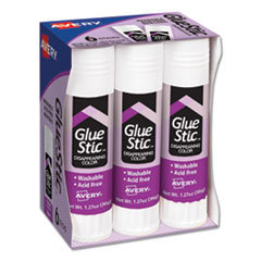 Permanent Glue Stic Value Pack, 1.27 oz, Applies Purple, Dries Clear, 6/Pack